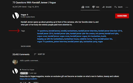 YouTube Tags Extension – Tingnan ang Tags ng Video nang Libre - Screenshot 2